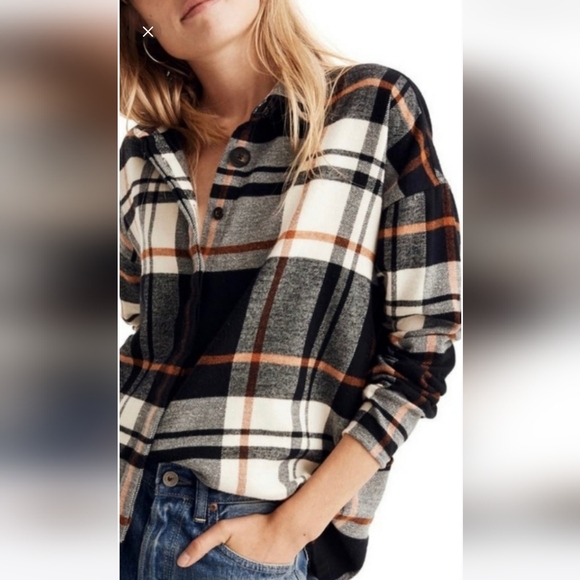 MADEWELL Bromley Oversized Plaid Flannel Shirt NWT - Picture 2 of 15